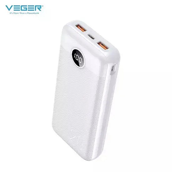 Veger L20s V2039PD Power Bank 20000mAh 2x USB-Α / 1x Type-C Λευκό