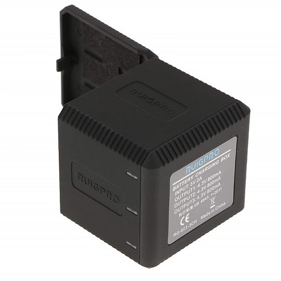 RuigPro Φορτιστής Charging Box μπαταριών 3 θέσεων για GoPro 5/6/7/8 + 3 μπαταρίες δώρο (RG-601-3CH)