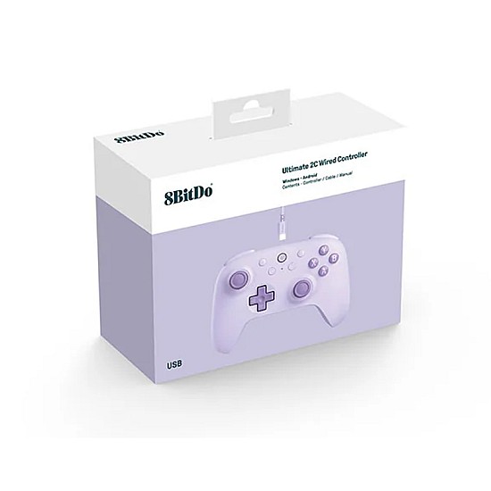 8BitDo Ultimate 2C Wired Controller για Windows/Android (Hall Effect Μοχλοί και Triggers/Δόνηση Rumble) - Purple