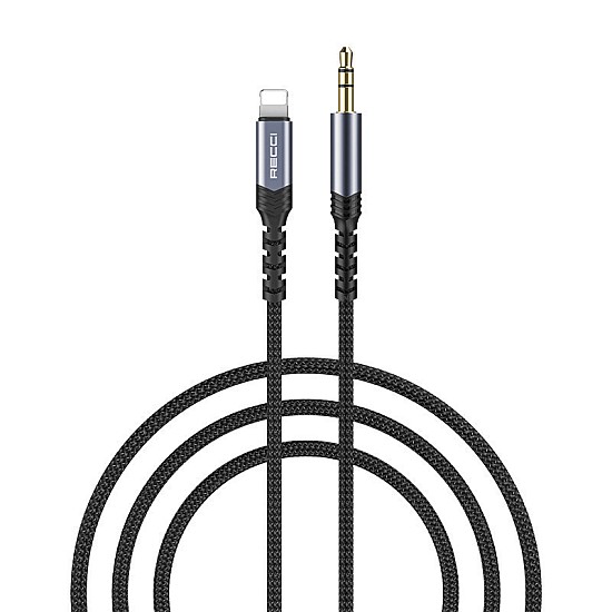 Recci 3.5mm to Lightning Cable Μαύρο 1.2m