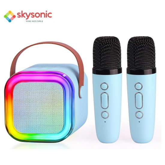 Παιχνιδολαμπάδα Skysonic K8 Καραόκε Ηχείο Bluetooth με 2 Ασύρματα Μικρόφωνα (Led RGB Light/1200mAh/Type-C) Γαλάζιο