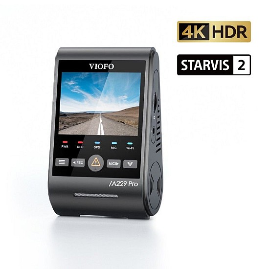 Viofo A229 Pro Κάμερα Dash Αυτοκινήτου DVR με Φωνητικές Εντολές (4K HDR/Sony Starvis 2/Φωνητική Εντολή/GPS/WiFi/LCD 2.4")