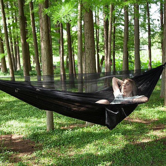 Kepeak Αιώρα Διπλή με Κουνουπιέρα 260x140cm - Μαύρη BL007MSQAU Διπλή αιώρα με κουνουπιέρα