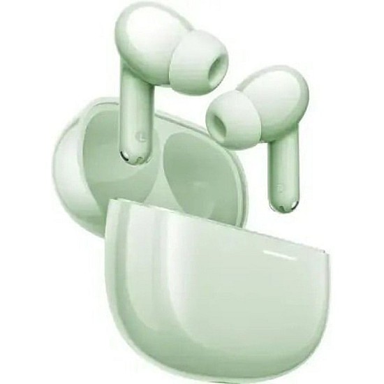 Ακουστικά με ενεργή ακύρωση θορύβου bluetooth Xiaomi Redmi Buds 8 Green – μπροστινή όψη με τη θήκη φόρτισης