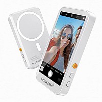 Ασύρματη οθόνη selfie Lemorele R600 Pro White – μπροστινή όψη με μαγνητική στήριξη