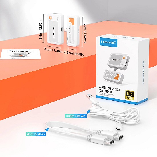Lemorele P400 Ασύρματος Μεταδότης Οθόνης με Type-C Transmitter και HDMI Receiver (Plug & Play) 1080P/60Hz/50μέτρα Ασύρματο HDMI type-c
