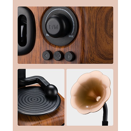 Old Street Audio AS90 Old-school Ηχείο με Bluetooth Ξύλινο (5W/Μπαταρία 1800mAh/Bluetooth 5.4/FM Radio/USB/TF/AUX/TWS) Ασύρματο Ηχείο Γραμμόφωνο