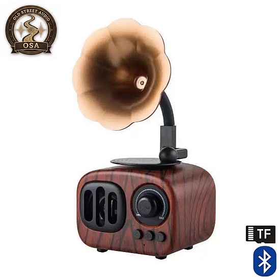 Old Street Audio AS90 Old-school Ηχείο με Bluetooth Ξύλινο (5W/Μπαταρία 1800mAh/Bluetooth 5.4/FM Radio/USB/TF/AUX/TWS) Ασύρματο Ηχείο Γραμμόφωνο