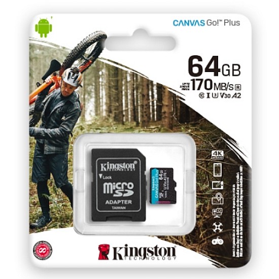 Kingston Canvas Go! Plus microSDXC Class 10 U3 V10 A2 SDCG3/64GB