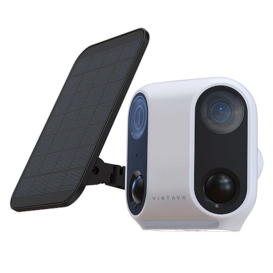 Virtavo PandaVista DualEyes Κάμερα Ασφαλείας WiFi Εξωτερικού Χώρου (2x2MP / 160° / Ηλιακή Τροφοδοσία / AI Ανίχνευση / IP66) Διπλή Κάμερα Ασφαλείας