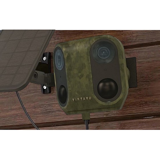 Virtavo PandaVista DualEyes Κάμερα Ασφαλείας WiFi Εξωτερικού Χώρου (2x2MP / 160° / Ηλιακή Τροφοδοσία / AI Ανίχνευση / IP66) - Camo