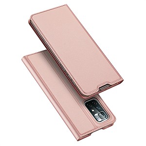 Dux Ducis Skin Pro Δερμάτινη Μαγνητική Θήκη Πορτοφόλι με Βάση Στήριξης για Redmi Note 11/ Note11T 5G/ Poco M4 Pro 5G - Ροζ
