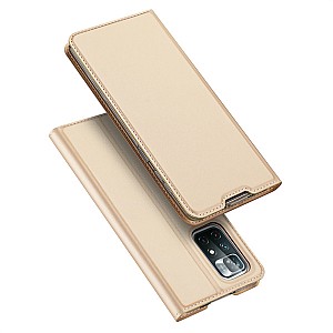 Dux Ducis Skin Pro Δερμάτινη Μαγνητική Θήκη Πορτοφόλι με Βάση Στήριξης για Redmi Note 11/ Note11T 5G/ Poco M4 Pro 5G - Χρυσή