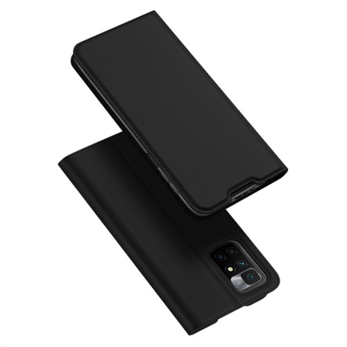 Dux Ducis Skin Pro Δερμάτινη Μαγνητική Θήκη Πορτοφόλι με Βάση Στήριξης για Xiaomi Redmi 10 - Μαύρη