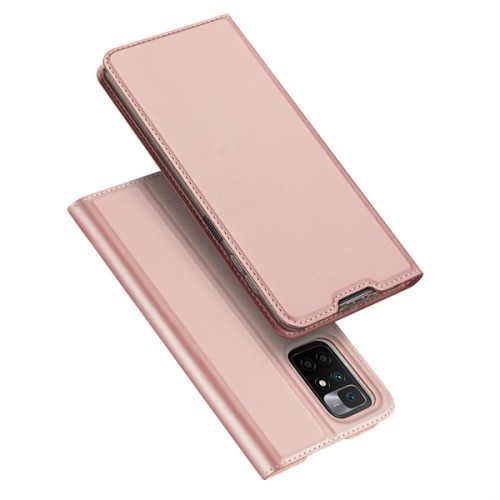 Dux Ducis Skin Pro Δερμάτινη Μαγνητική Θήκη Πορτοφόλι με Βάση Στήριξης για Xiaomi Redmi 10 - Ροζ