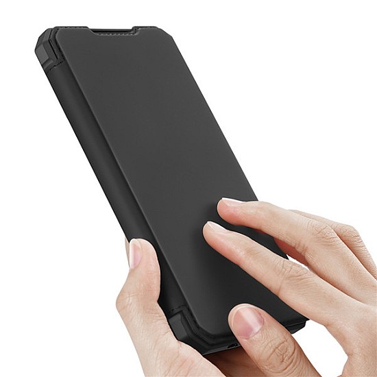 Dux Ducis Skin X Δερμάτινη Μαγνητική Θήκη Πορτοφόλι με Βάση Στήριξης για Samsung A41 - Μαύρη