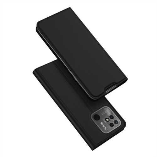 Dux Ducis Skin Pro Δερμάτινη Μαγνητική Θήκη Πορτοφόλι με Βάση Στήριξης για Xiaomi Redmi 10C - Μαύρη