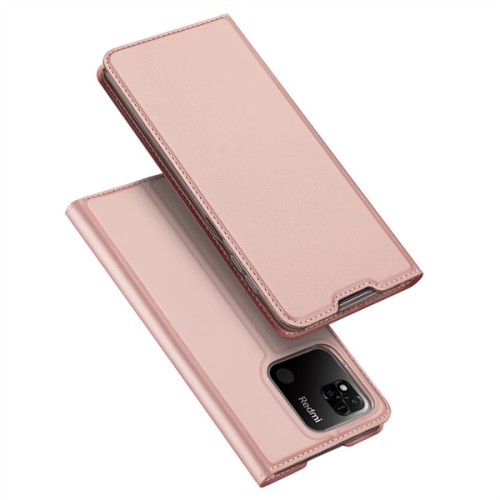 Dux Ducis Skin Pro Δερμάτινη Μαγνητική Θήκη Πορτοφόλι με Βάση Στήριξης για Xiaomi Redmi 10A - Ροζ