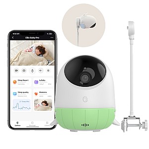 Ellie Baby Pro Ασύρματη WiFi Ενδοεπικοινωνία Μωρού με Κάμερα - Αμφίδρομη Επικοινωνία, AI Ανίχνευση Κλάματος & Νανουρίσματα (Green)