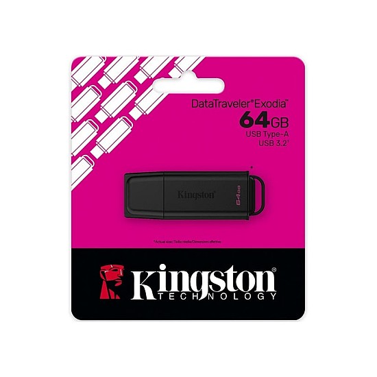 Φλασάκι usb 64gb Kingston DataTraveler Exodia Gen 2 Black – μπροστινή όψη