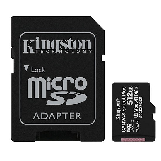Kingston Canvas Select Plus microSDXC Κάρτα Μνήμης 512GB Speed Class 10 με Adapter SDCS2/512GB Kingston Canvas Select Plus microSDXC Κάρτα Μνήμης 512GB Speed Class 10 με Adapter SDCS2/512GB