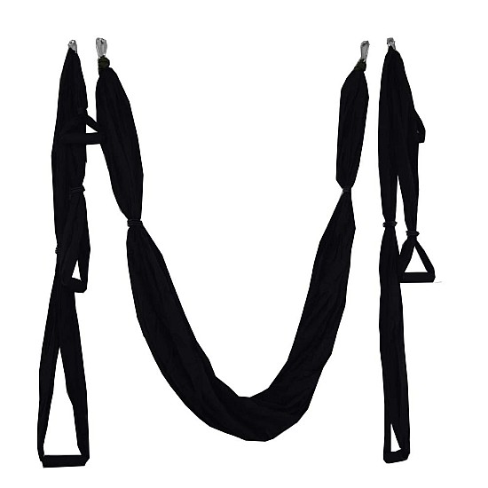 Kepeak Aerial Swing Anti-Gravity Silk Αιώρα με λαβές Yoga και Pilates (Black)