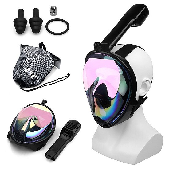 Μάσκα Θαλάσσης Aqua Pro Full Face Snorkeling Mask με Αναπνευστήρα και Βάση για Action Camera (OEM-2391)