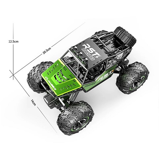 ToySky Rover R/C Τηλεκατευθυνόμενο Off-Road Stunt Αυτοκίνητο Αναρρίχησης 1:18 (4WD/Αντικραδασμικό/LED) Πράσινο Μίνι τηλεκατευθυνόμενο τζιπάκι