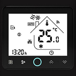 MOES WiFi Θερμοστάτης 3 Ταχυτήτων Fan Coil/Air Condition (Σωλήνα 2/4) BAC-002ALWB (Μαύρο)