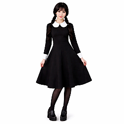 Γυναικεία Στολή Wednesday Addams Black Edition (Alice Party 68574) (Περούκα Δώρο!)