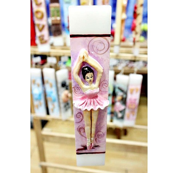 Πασχαλινή λαμπάδα μπαλαρίνα ροζ