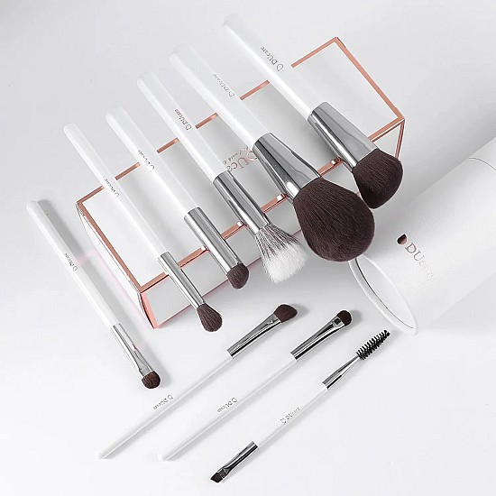 DUcare DU-901 Pure White Σετ Πινέλων Προσώπου & Ματιών με Θήκη Αποθήκευσης Πινέλα Μακιγιάζ