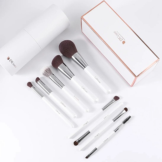 DUcare DU-901 Pure White Σετ Πινέλων Προσώπου & Ματιών με Θήκη Αποθήκευσης Πινέλα Μακιγιάζ