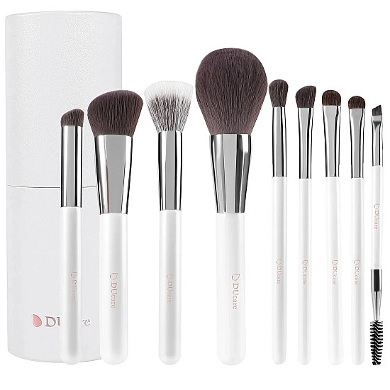 DUcare DU-901 Pure White Σετ Πινέλων Προσώπου & Ματιών με Θήκη Αποθήκευσης Πινέλα Μακιγιάζ