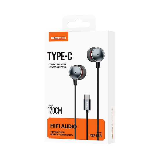 Recci REP-L38 In-ear Handsfree Ακουστικά με Βύσμα USB-C (Ασημί) Recci REP-L38 In-ear Handsfree Ακουστικά με Βύσμα USB-C (Ασημί)