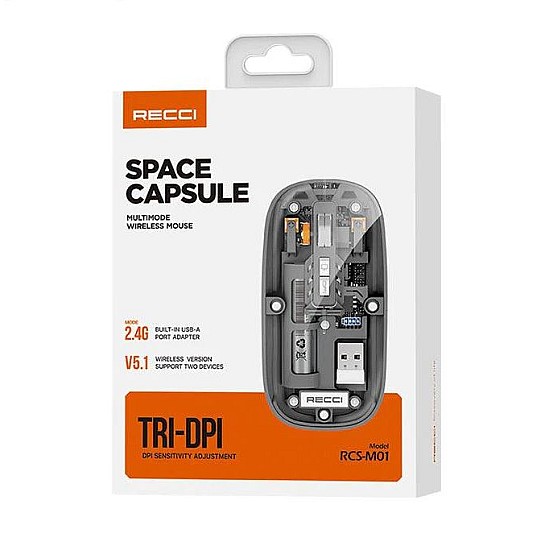 Recci RCS-M01 Ασύρματο Ποντίκι Space Capsule με Διαφανή Σχεδίαση