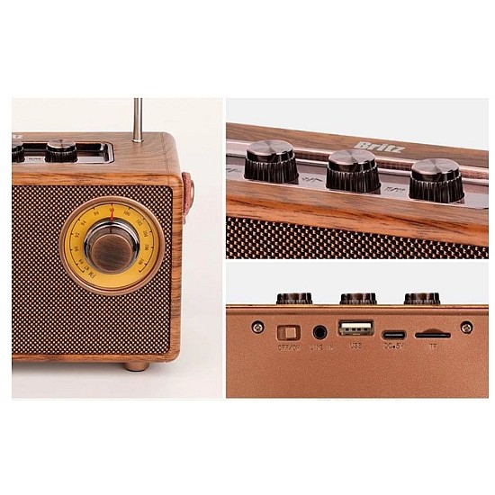 Old Street Audio Retro AS23 Ασύρματο Ηχείο Ξύλινο (5W/Μπαταρία 1500mAh/Bluetooth 5.4/FM Radio/USB/TF/AUX/TWS) Ρετρό Ασύρματο Ηχείο