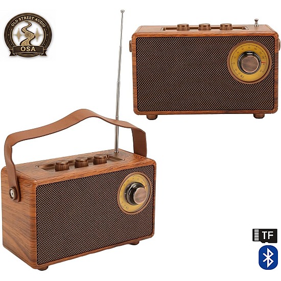 Old Street Audio Retro AS23 Ασύρματο Ηχείο Ξύλινο (5W/Μπαταρία 1500mAh/Bluetooth 5.4/FM Radio/USB/TF/AUX/TWS) Ρετρό Ασύρματο Ηχείο