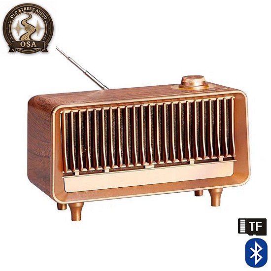 Old Street Audio AS25 Old-school Ασύρματο Ηχείο Ξύλινο (10W/Μπαταρία 1800mAh/Bluetooth 5.4/FM Radio/USB/TF/AUX/TWS) Retro Ασύρματο Ηχείο