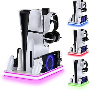 Βάση Φόρτισης PS5 / PS5 Slim & PS Portal με Ψύξη και RGB JYS-P5225 Λευκή