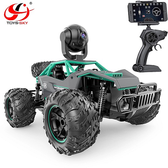 ToySky Sprint R/C Τηλεκατευθυνόμενο Off-Road Αυτοκίνητο 1:14 με Κάμερα HD 720P WiFi 30KM/H (Green-Gray)