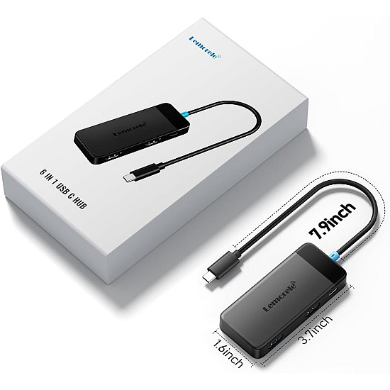 Lemorele TC122 USB-C Hub 6 σε 1 Docking Station με Dual HDMI 4K, 3x USB, PD 100W – Dual Monitor για Laptop / MacBook / Surface Type-C hub με dual HDMI για διπλή οθόνη