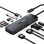 Lemorele TC94 Docking Station 10-σε-1 USB-C Hub με Triple Display (Dual HDMI + VGA), PD 100W, SD/TF & Audio για Laptop / MacBook / Surface