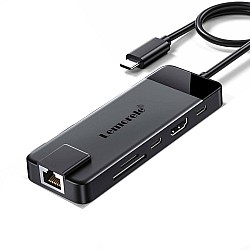 Lemorele TC93 USB-C Hub 10-σε-1 Multiport Adapter με HDMI 4K, PD 100W, Gigabit Ethernet, SD/TF & 5x USB για Laptop / MacBook / Switch USB-C Hub με HDMI 4K και Ethernet για Laptop
