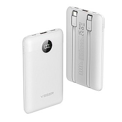 VEGER C11 Powerbank 10.000mAh 22.5W με Ψηφιακή Οθόνη και Ενσωματωμένα Καλώδια (Λευκό)
