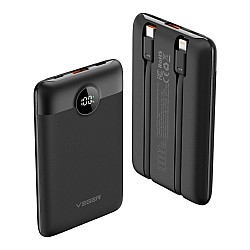 VEGER C11 Powerbank 10.000mAh 22.5W με Ψηφιακή Οθόνη και Ενσωματωμένα Καλώδια