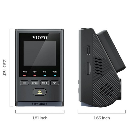 Viofo A119 MINI 2 Κάμερα Dash Αυτοκινήτου DVR (Φωνητική Εντολή/2K/GPS/LCD 1,5"/mSD/WiFi 5GHz/Bluetooth/Sony Starvis)