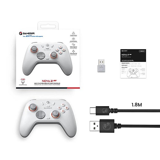 GameSir Nova 2 Lite Wireless Gamepad (Bluetooth/USB-C/2.4Ghz) (PC/Switch/iOS/Android) Luminous White Wireless Game Controller