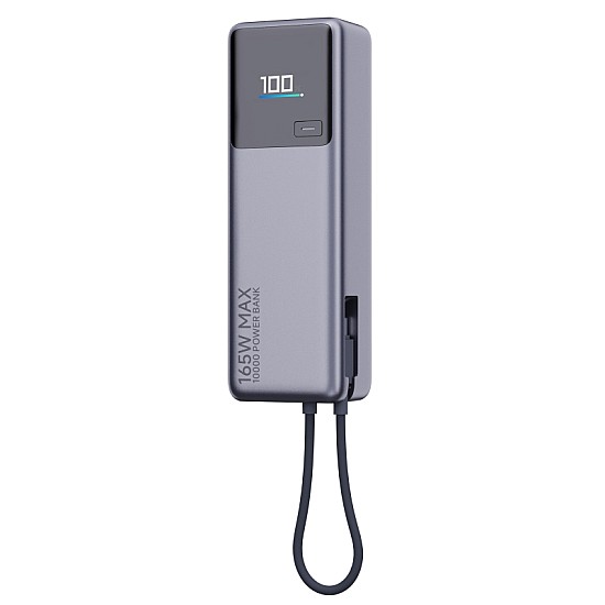 Xiaomi Power Bank 10000mAh 165W με Ενσωματωμένο Καλώδιο USB-C και Έξοδο USB-A (Γκρι) Xiaomi Power Bank με καλώδιο