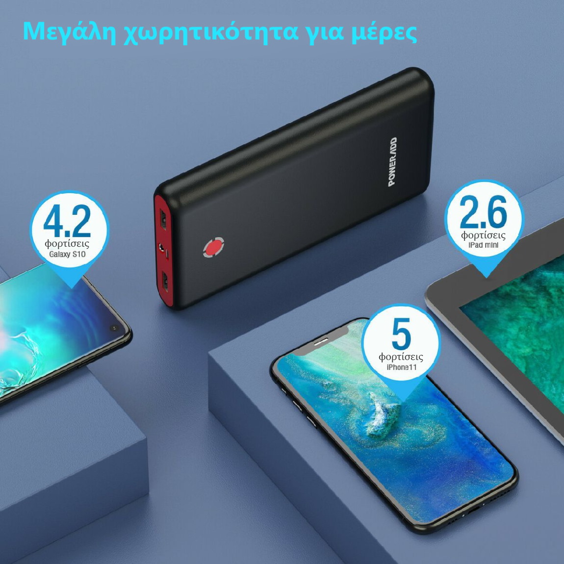 Power Bank POWERADD Pilot X7 πλήρεις φορτίσεις Power Bank POWERADD Pilot X7 πλήρεις φορτίσεις